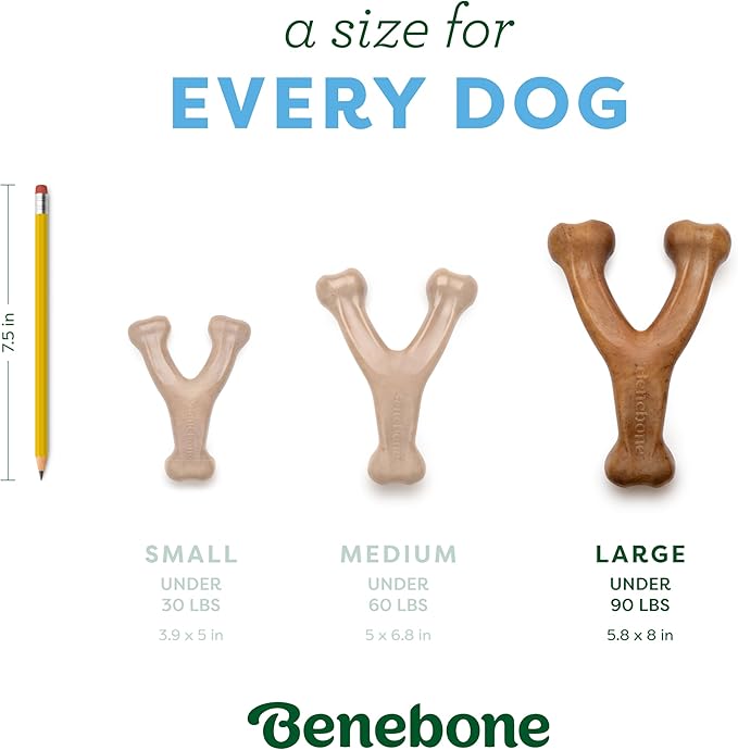 Benebone Wishbone Durable Dog Chew Toy for Aggressive Chewers, Duck, Made in USA, Large