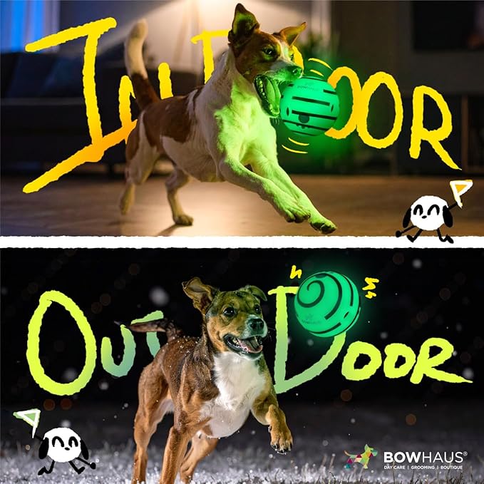 CAPHAUS Wobble Giggle Ball for Dogs, 5.5 Inch Durable Glow in The Dark Dog Exercise Toys, Non-Toxic Indestructible PVC Giggle Ball, Interactive Fun Squeaky Chew Toy for Indoor Outdoor Play