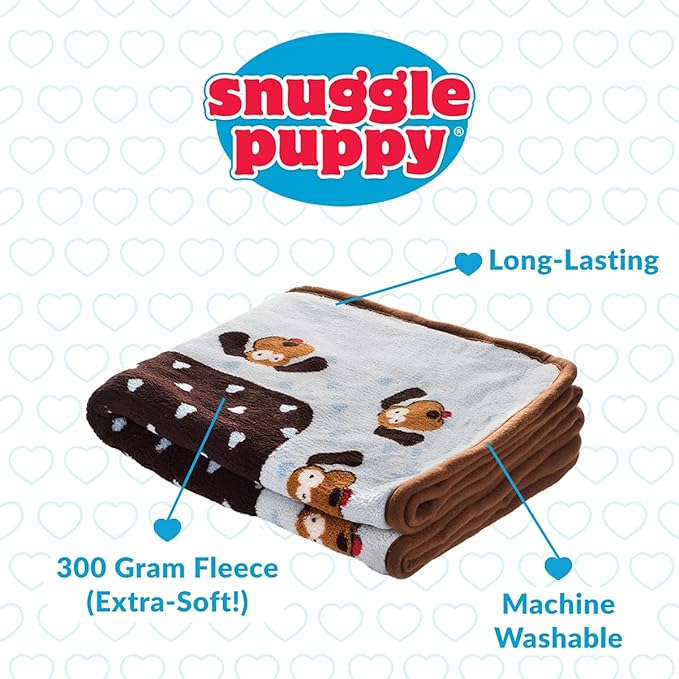SmartPetLove Snuggle Puppy Blanket for Pets - Cozy Dog Blanket for Small Dogs - Machine Washable Dog Blanket in Blue