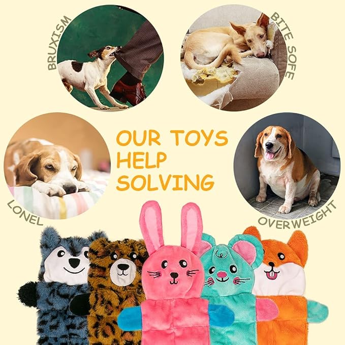 AWOOF No Stuffing Dog Toy, Crinkle Squeaky Dogs Teething Chew Toys Set for Small Medium Large Breed Puppies Aggressive Chewers,Durable Birthday Interactive Plaything Dogs Doggies Toys Bulk