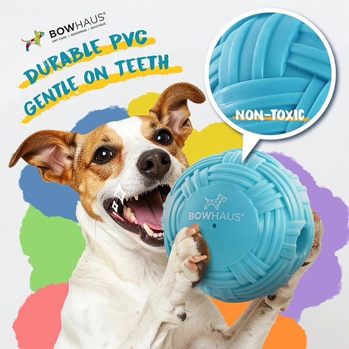 CAPHAUS Knitted Texture Wobble Giggle Ball, 5.5 Inch Durable Dog Exercise Toys, Non-Toxic Indestructible PVC Giggle Ball, Interactive Fun Squeaky Chew Toy for Indoor Outdoor Play