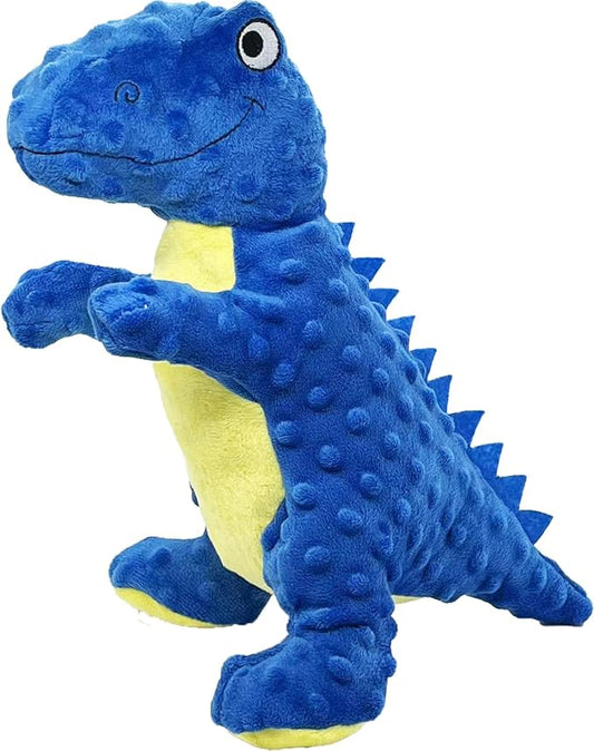No Stuffing Dog Toys for Aggressive Chewers, Squeaky Wrinkled Toys, Durable Dog Chew Toys, Soft and Tough Plush Toys, Suitable for All Breeds of Dogs. (Dinosaur (Blue))