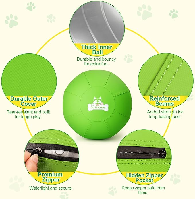 Herding Ball for Dogs 22 Inch - Dual-Layer Heavy Duty Herding Ball for Australian Shepherds, Border Collies & Cattle Dogs | Outdoor Herding Toy for Medium/Large Dogs - Backyard Training and Play-Green