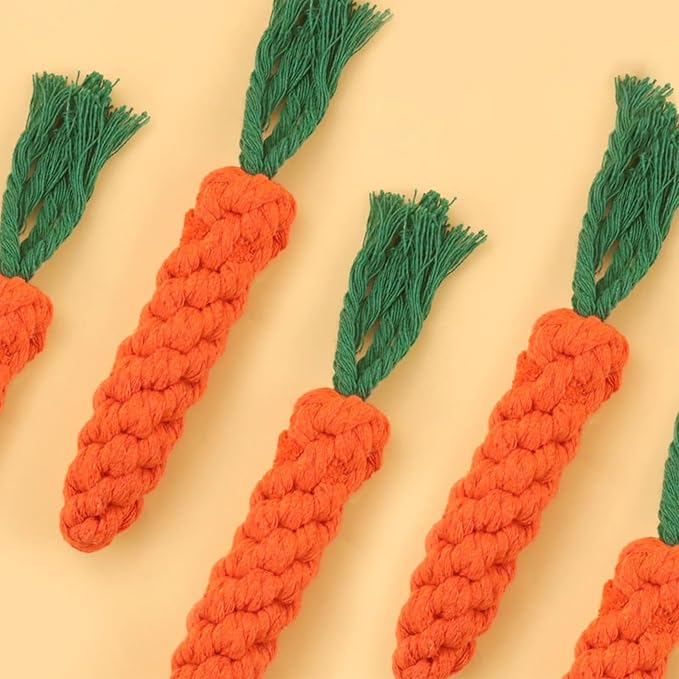 Carrot Dog Rope Toys for Aggressive Chewers, Durable Cotton Chew Toys for Small/Medium/Large Dogs, Puppy Teething Toys for Teeth Cleaning