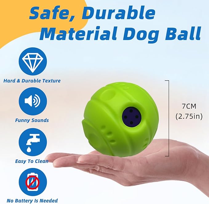 Dog Toys Ball, Interactive Dog Ball, No Paint, Gibbering Sound with Surface Concave Lines, XS, 2.75 in (7 cm)