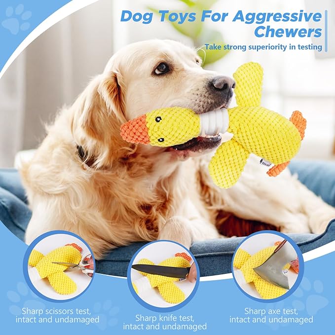 Vitscan Durable Dog Toys for Small Large Dogs, Dog Chew Toy for Aggressive Chewers, Tough Squeaky Interactive Dogs Toys for Puppies Plush Puppy Toys Goose Pet Toy Puppy Chew Toys for Teething