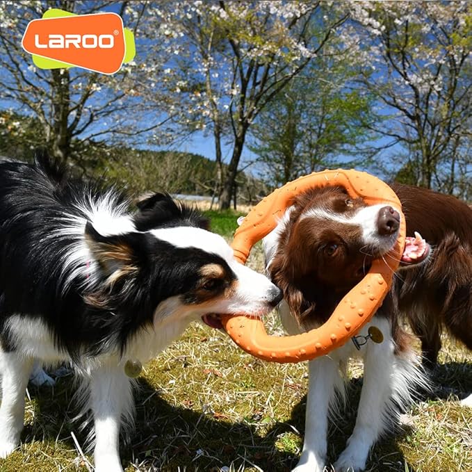 LaRoo Dog Ring Toy - Durable Flying Ring for Fetch,Water Play & Training Tough,Chew-Proof Design for Aggressive Chewer Breeds, Easy-Throw Lightweight Frisbee for Medium/Large Dogs (Orange/30cm)
