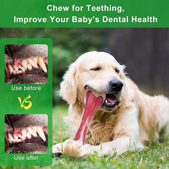 2 Pack Dog Chew Toys for Aggressive Chewers, Beef Flavor Indestructible Nylon Puppy Bone Tough Teething & Calming for Large Medium Breeds(20lbs-75lbs) Birthday Gift Christmas