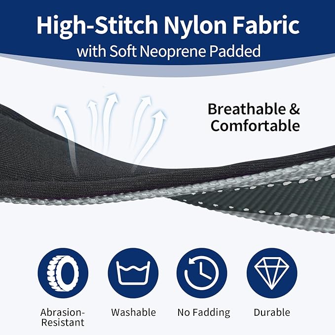 Reflective Dog Collar with Soft Padding Dog Collar for Medium & Small Dogs, No Pull, Heavy Duty, Adjustable Nylon Collar with Quick-Release Buckle, Walking Training-Grey-S