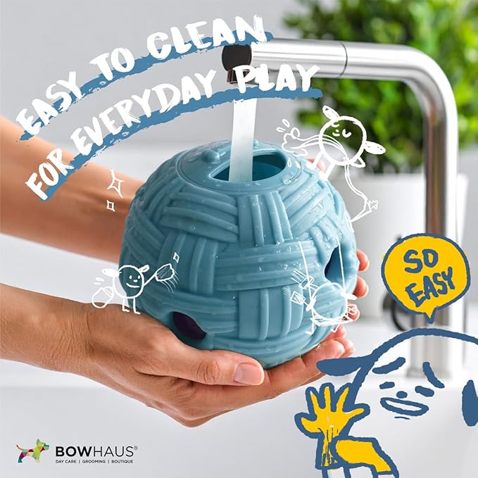 CAPHAUS Knitted Texture Wobble Giggle Ball for Dogs, 5.5 Inch Treat Dispensing Dog Exercise Toys, Non-Toxic Indestructible PVC Giggle Ball, Interactive Fun Squeaky Chew Toy for Indoor Outdoor Play