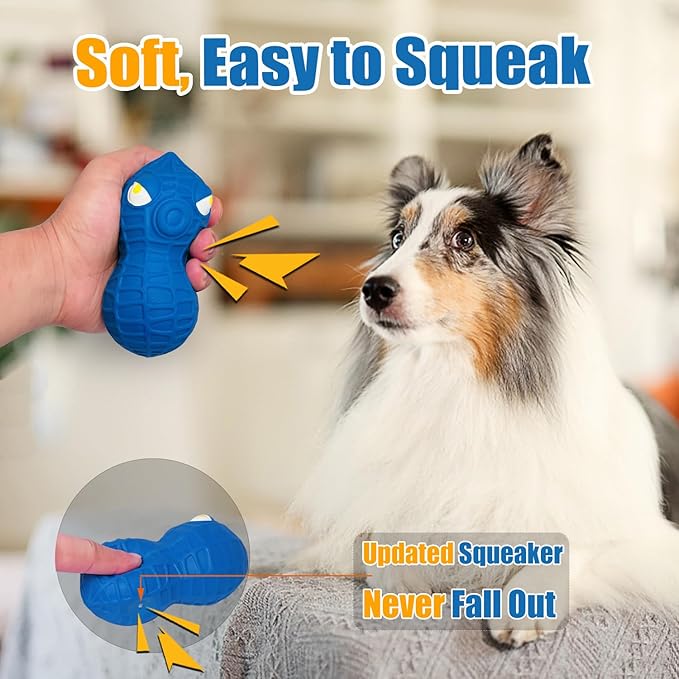 Squeaky Dog Toys for Medium Dogs Toys Squeaky - Latex Dog Squeaky Toys, Cute Peanut Dog Toys for Large Dogs, Medium Breeds 3pcs