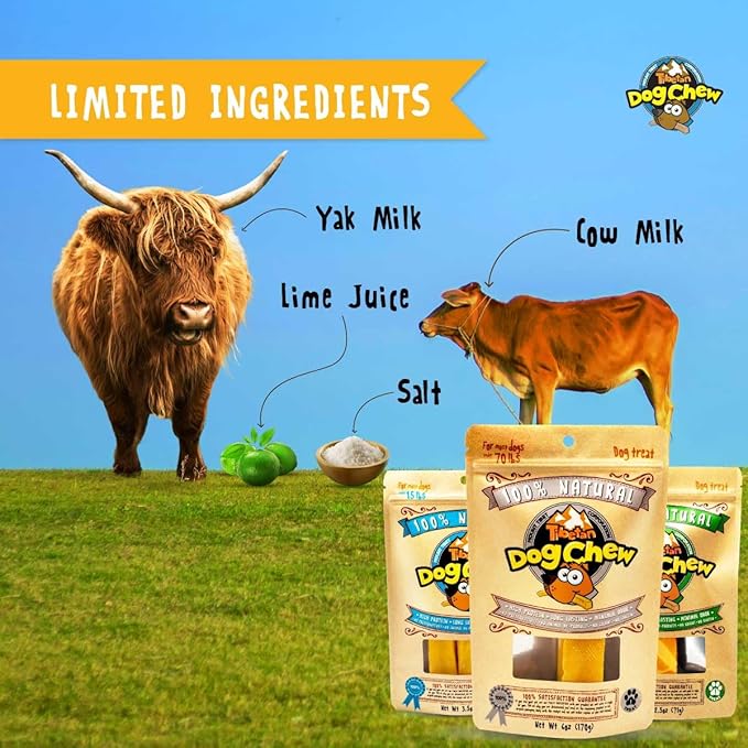 Tibetan Dog Chew Yak Cheese Sticks - Natural Handmade Treats for Extra Large Dogs, Long-Lasting and Easy to Digest with No Additives, Rawhide, Grains, or Gluten, Perfect for Aggressive Chewers, 1 Chew