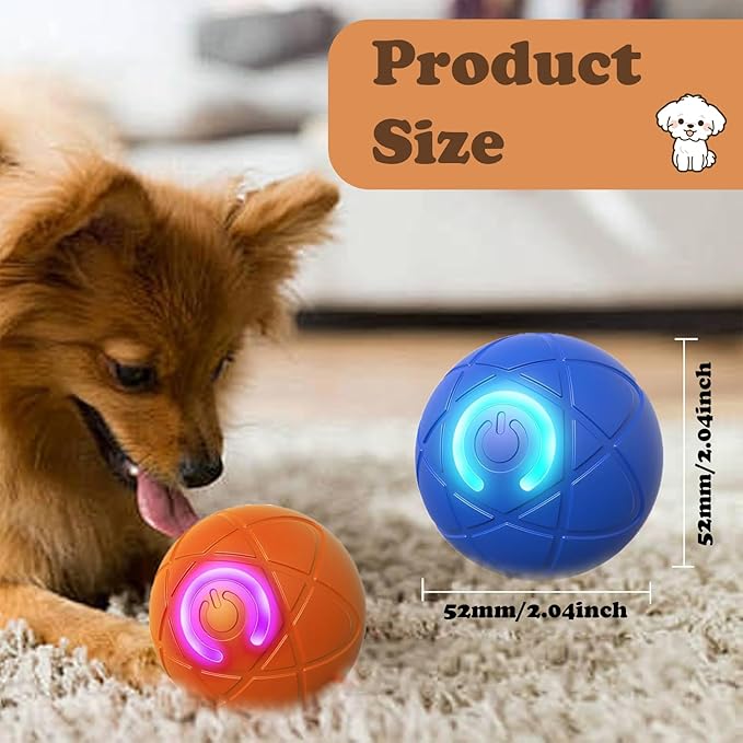 Smart Jumping Vibrating Interactive Dog Ball Self Moving Bouncing Ball Toy with Automatic Motion, Durable Chew Resistant Design for Small/Medium/Large Sized Dogs (Blue/S)