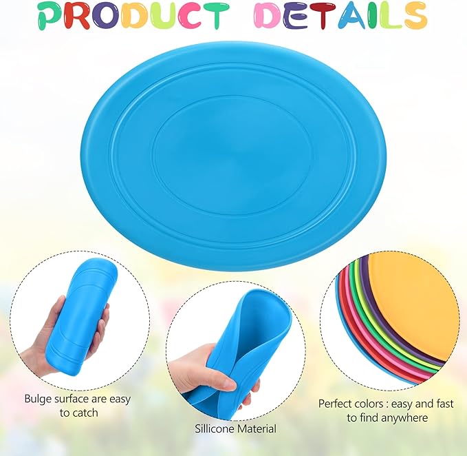 Vinsot Flying Discs Bulk Flying Discs for Kids Soft Rubber Flyer Disk Outdoor for Children Adults for Sports Party Favors, 7 Colors