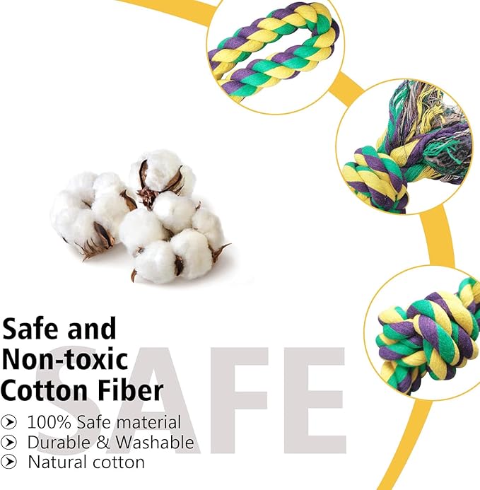 2 Pack Dog Rope Toys for Large Breed Aggressive Chewers, Nearly Indestructible Chew Rope Tug of War Toy for Dogs, Interactive Toy for Boredom, Teeth Cleaning (390g/each)