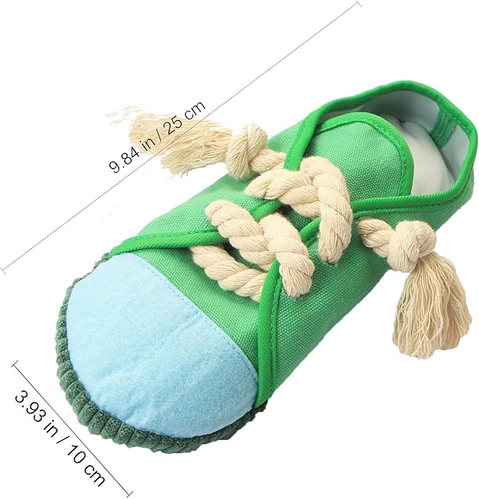 Dog Chew Toys,Creative Shoes Shape Squeaky Toy, Durable and Safe Dog Playing Toy Funny Shoes Sound Toy for Small and Medium Pets, Dog Toys to Keep Them Busy(Green)