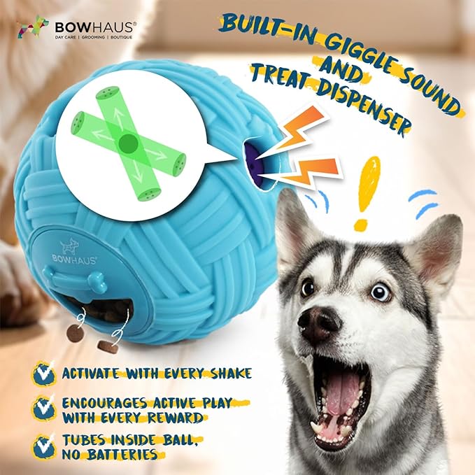 CAPHAUS Knitted Texture Wobble Giggle Ball for Dogs, 5.5 Inch Treat Dispensing Dog Exercise Toys, Non-Toxic Indestructible PVC Giggle Ball, Interactive Fun Squeaky Chew Toy for Indoor Outdoor Play