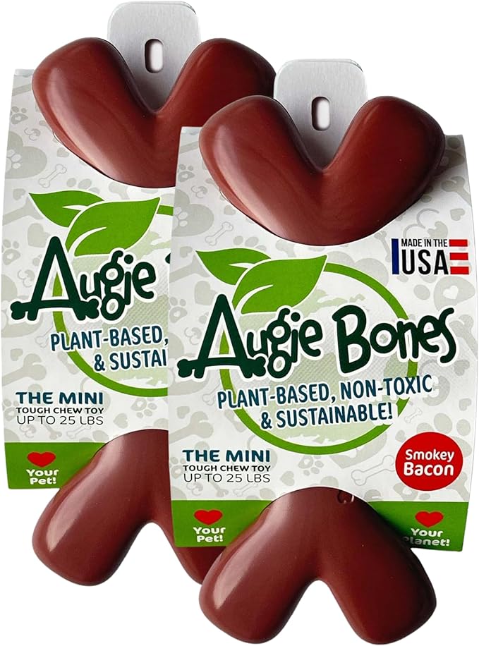 2-Pack Non-Toxic Dog Toys - Sustainable Bacon Flavored Dog Chew Toys for Aggressive Chewers - Plant-Based Bioplastic Pet Toys - Made in The USA (Mini)