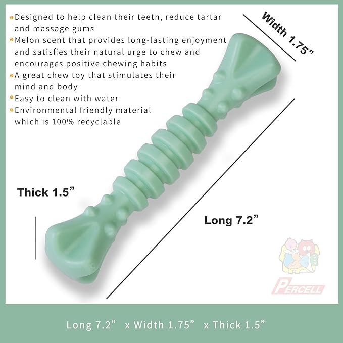 7-1/2" Dog Chew Toys - Thermoplastic Rubber Dog Chew Spiral Bone with Hami Melon Flavor, for Medium Large Dogs (Hami Melon)