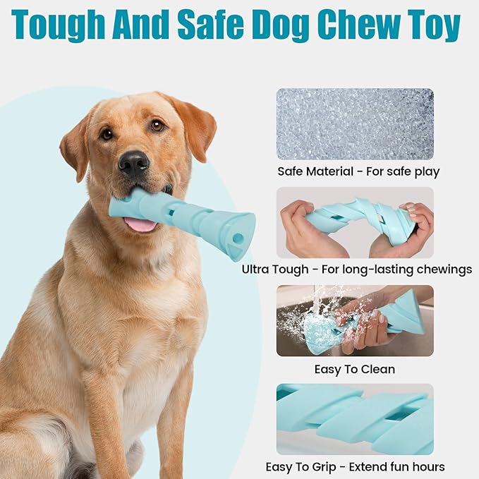 Interactive Dog Puzzle Toy for Boredom, Rubber Chew Toy Teething Toy to Keep Them Busy, Treat Dispensing Slow Feeder, Interactive Fetch & Dental Cleaning