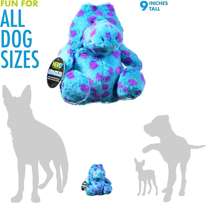 Hero - Chuckles Polka-Dotted Alligator Plush Dog Toy - Dog Squeaky Toys - Durable Stuffed Animal with 3 in 1 Squeaker