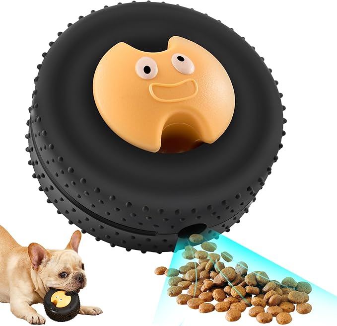 Indestructible Dog Chew Toy - Tough Rubber Treat Dispenser for Aggressive Chewers, Interactive Mental Stimulation Puppy Teething Toys for Small, Medium Large Dogs