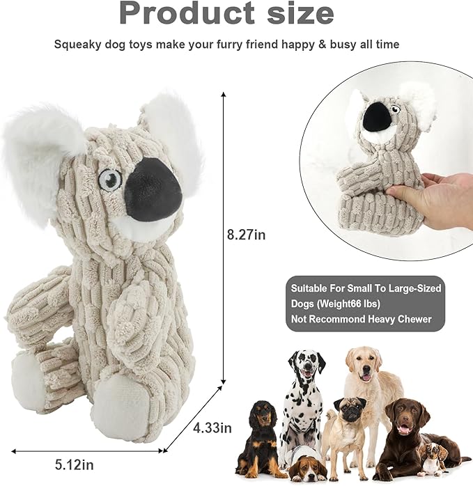 HDSMNGY Squeaky DogToys for Aggressive Chewers,Indestructible Dog Squeaky Toys with Crinkle Paper, Durable Teething Chew Toys for Medium and Large Breed