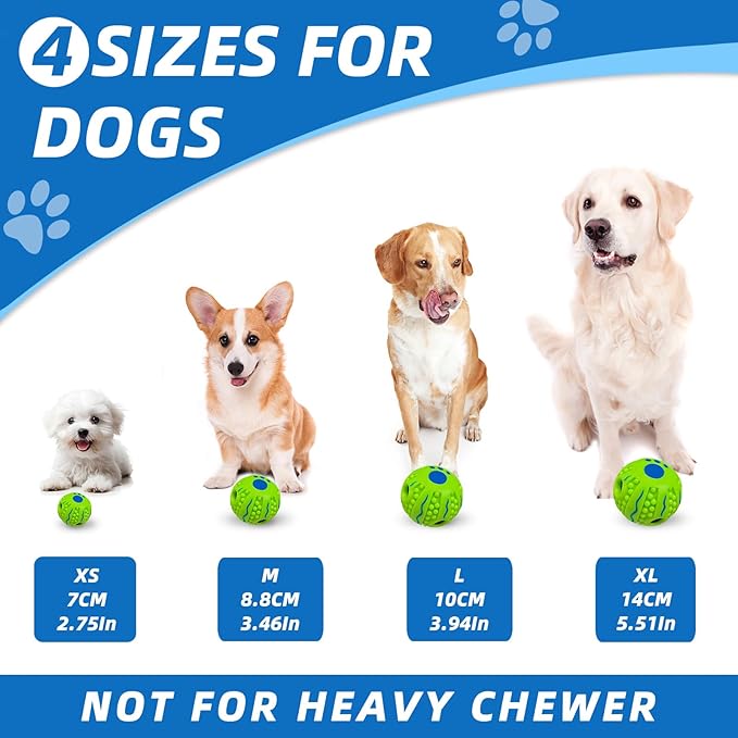 Spiky Interactive Dog Toys Ball, Shaking with Gibbering Sound, for Training, Teeth Cleaning & Herding, Wave, XS, 2.75 in (7 cm)