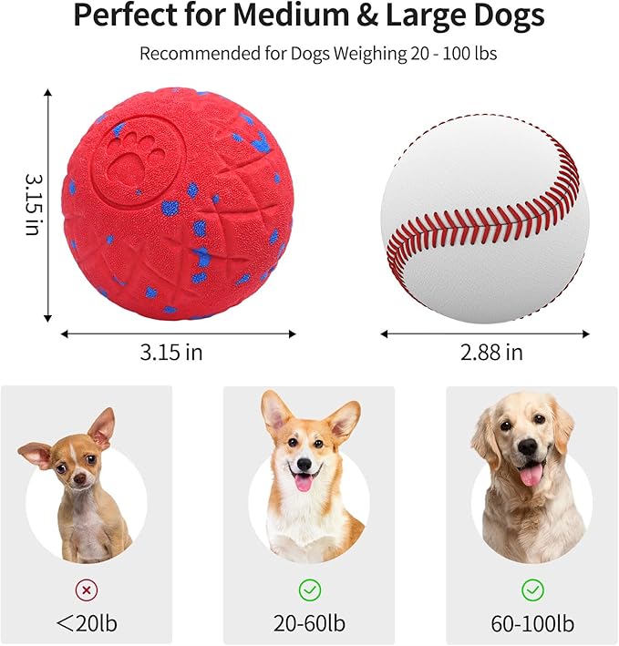 SCHITEC Interactive Dog Toys Ball Smart Automatic Bouncing Moving Rolling Vibrating Ball Motorized Pet Chase Toys for High Energy Medium Large Dogs (Red)