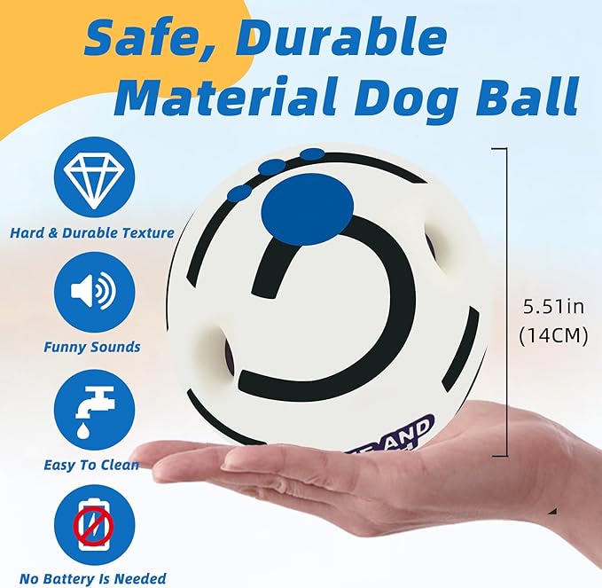 Glow in The Dark Dog Toys Ball, Interactive Dog Ball, Shaking with Gibbering Sound, XL, 5.51 in (14 cm)