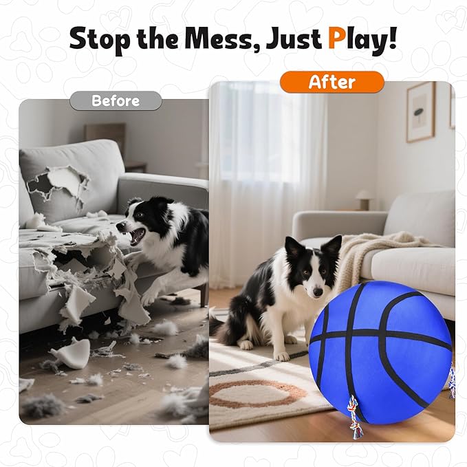 25" Herding Ball for Dogs, Upgrade & Reinforce Medium to Large Dog Training Toys for Australian Shepherd, Horse Balls with Gnawing Knots, Dog Jolly Ball for Outdoor Play (Blue)