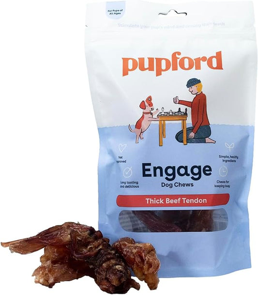 Pupford Thick Beef Tendon Chews for Dogs & Puppies, All-Natural Dog Chew with Glucosamine for Joint Health, Long-Lasting Toy, Great for Teething (5 Count)