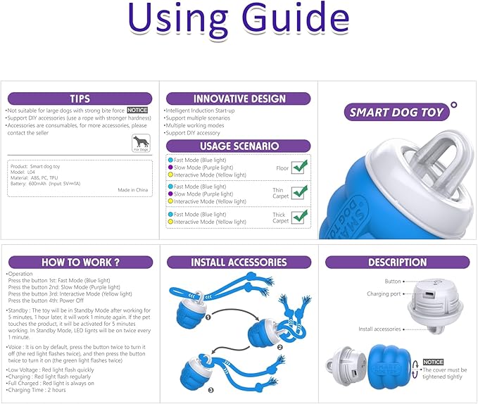 Interactive Dog Toys with Motion Activated, Squeaky Dog Toy Active Rolling Ball Wicked Ball for Daily Training