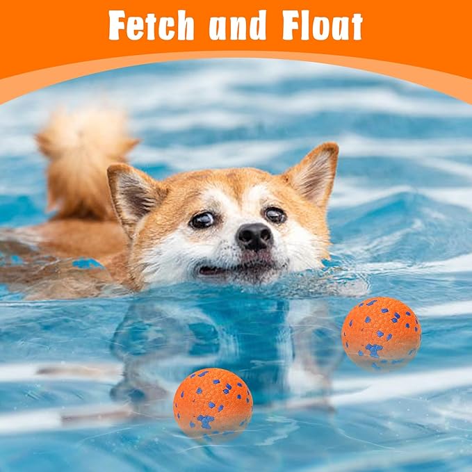 Dog Balls for Aggressive Chewers, Indestructible Bouncy Floating Balls for Training Dog Catch and Fetch, Sturdy Solid Tennis Ball Toys for Large Medium Small Dogs - 2.75in - Orange - 4pcs