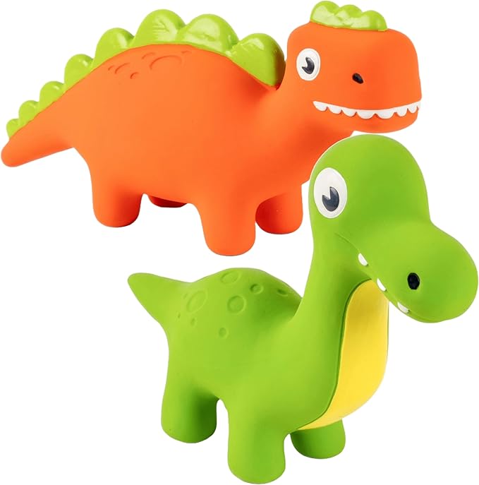 Rexy & Steggy Dinosaur Latex Soft Chew Toy 2 Pack - Food Grade Latex Dog and Puppy Toy