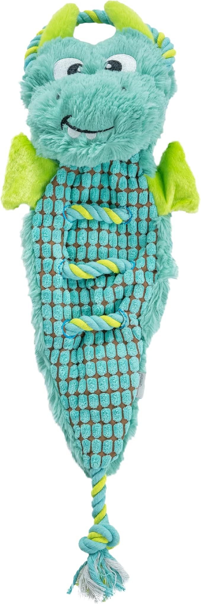 Outward Hound Ropiez Rope Interactive Dog Tug Toy for Tugging Squeaky Fun, 21 Inch Dragon, Blue, Medium