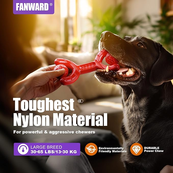 Indestructible Dog Toys for Aggressive Chewers, Heavy Duty Chew Proof Toys for Large Dogs, Durable Interactive Chew Toys for Adult Dogs with Anxiety Relief, Real Vanilla Flavor