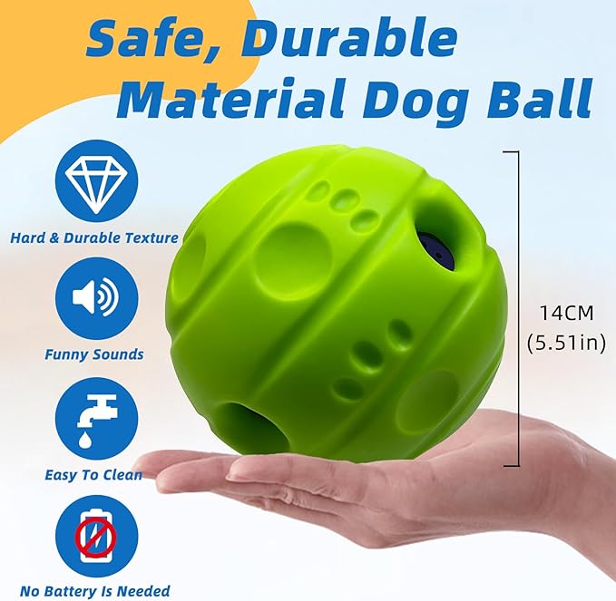 Dog Toys Ball, Interactive Dog Ball, No Paint, Gibbering Sound with Surface Concave Lines, XL, 5.51 in (14 cm)