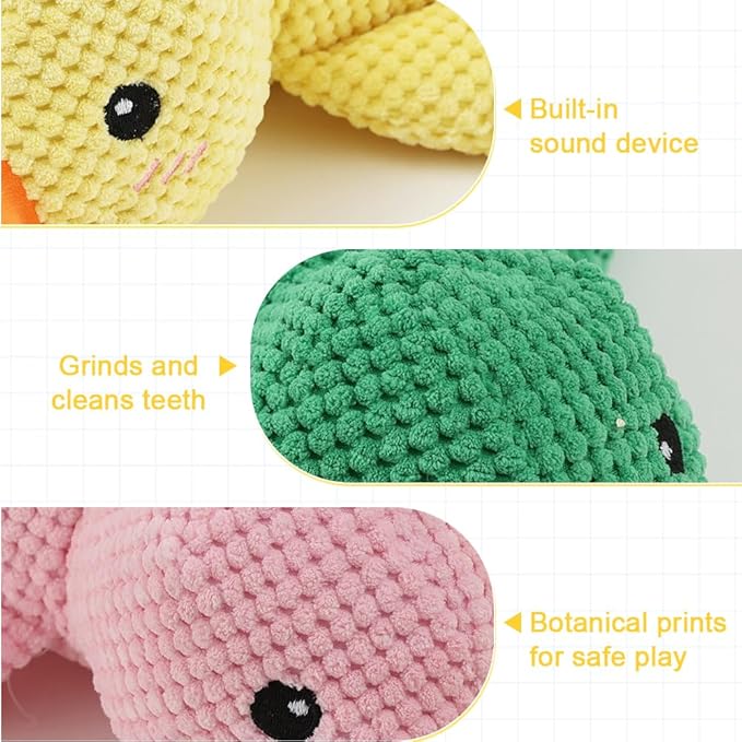 Quack-Quack Duck Dog Toy,Durable Plush Chew Toy with Sounds,Stuffed Plush Calming Duck Dog Toy for Indoor Puppies and Senior Pups (Pink, Large)