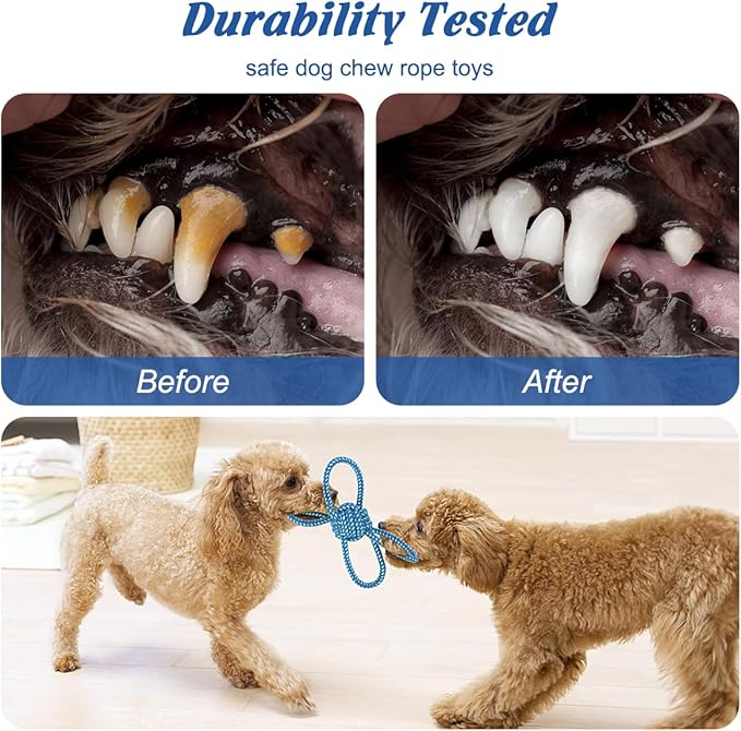 ETACCU 8 Pack Dog Rope Toys for Puppy & Small Dogs ， Puppy Rope Toy for Aggressive Chewers, Indestructible，Keeping Dogs from Being Bored- Blue