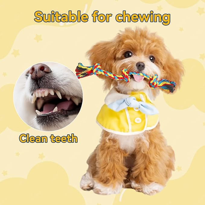4-Pack Cotton Rope Dog Toys, Puppy Teething Chews for Small-Medium Breeds, Durable Tug-of-War & Fetch Toys for Indoor/Outdoor Play, Aggressive Chewers, Boredom Relief, Teeth Clean