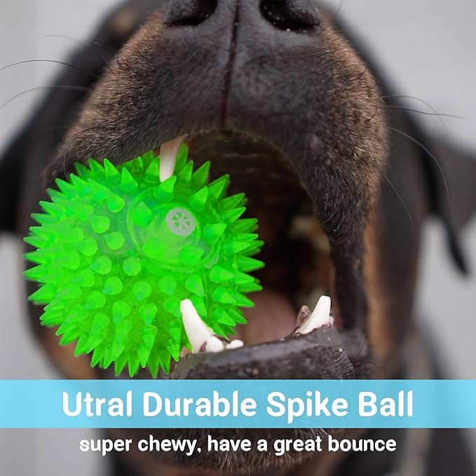 2.5" Squeaky Dog Toy Balls for Small & Medium Dogs – Durable Rubber Chew Toys for Teething Puppies, Spiky Teeth Cleaning Ball with 8 Colors