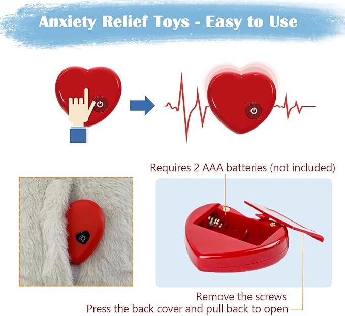 Heartbeat Puppy Toy, Puppy Sleep Aid Toy, Small Dog Training Toys for Separation Anxiety Relief, Pets Plush Toys for Dogs Cats (White)