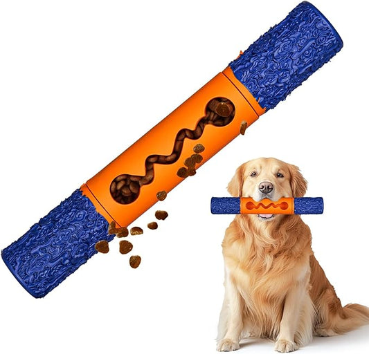 Stick Interactive Dog Toy 9” in Outdoor Dog Toy for Aggressive Chewers Tough Natural Rubber Chew Toys (Blue&Orange)