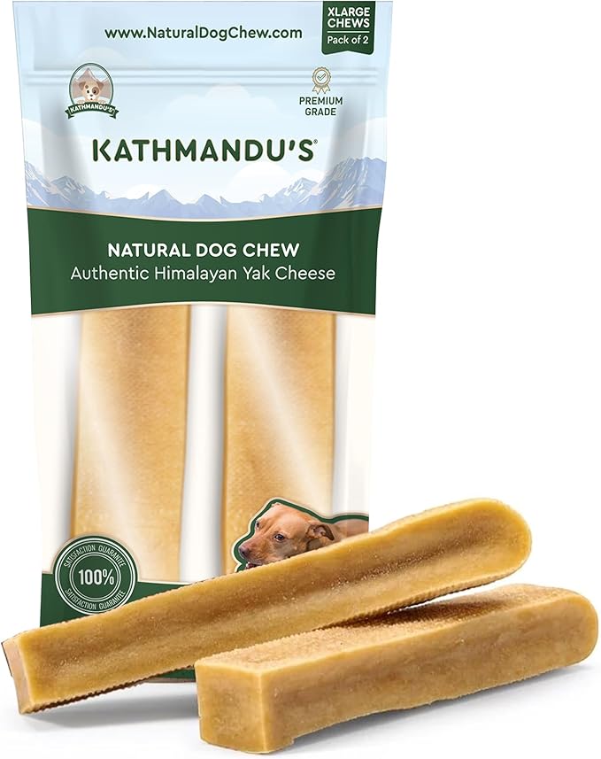 Authentic Himalayan Yak Cheese for Dogs - XLarge (Pack of 2) - Sourced from Pristine Himalayan Foothill, Rawhide-Free, NO preservatives