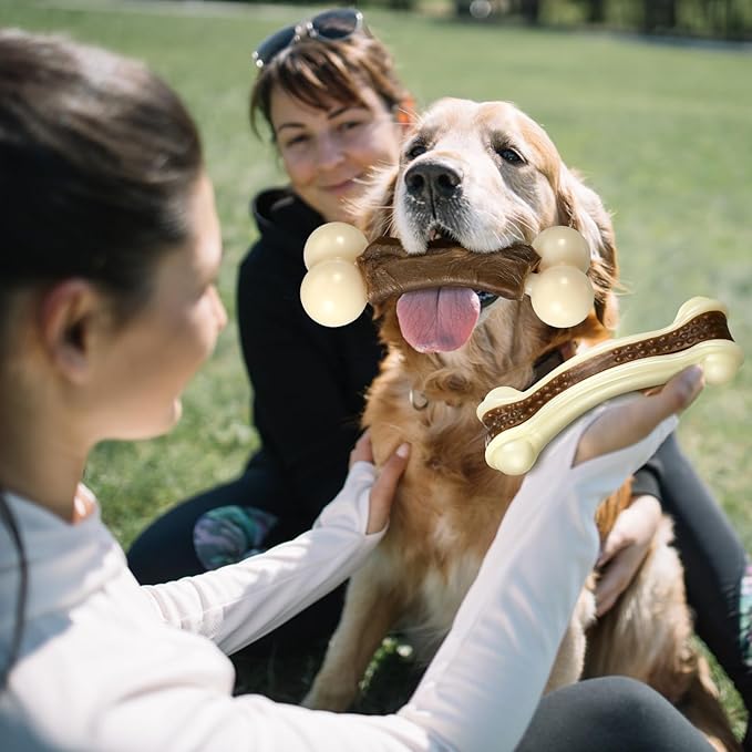 Sosation 3 Pack Chew Toys for Aggressive Chewers, Bone Toys Nylon Beef Flavor Dog Teething Toys for Large/Medium/Small Puppies Breeds(Large, Mixed Style)