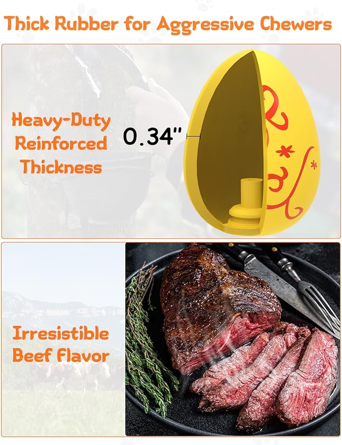 SCHITEC Squeaky Dog Toys for Aggressive Chewers, Tough Rubber Bouncy Balls for Boredom, Durable Pet Chew Toy Ball for Large Medium Breed Dogs (3.4 * 4.5inch)