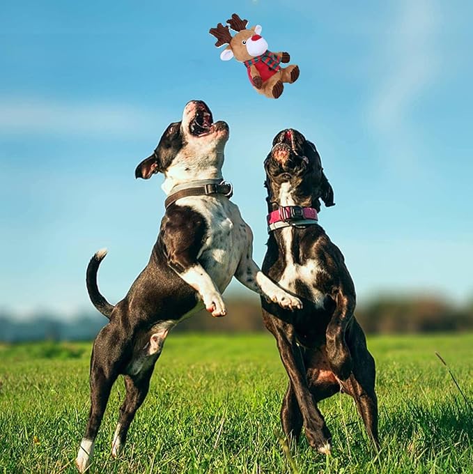 Blnboimrun Plush Moose Dog Toy - Milu Deer Squeaky & Crinkle Chew Toys for Large & Medium Dogs