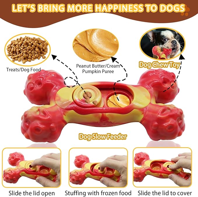 Dog Chew Toys for Aggressive Chewers, 1 Pack Indestructible Dog Toy for for Medium/Large Breed, Nylon Dog Toys to Keep Them Busy,Bacon Flavor (Orange)