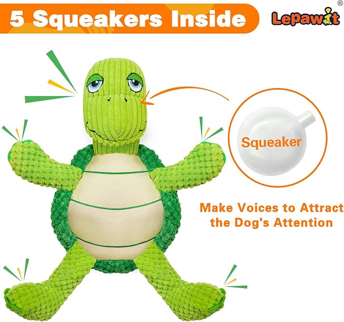 Squeaky Dog Toys, Cute Turtle Plush Toy for Dogs Indoor Play, Interactive Dog Toys with Non-Shedding Material for Small and Medium Dogs